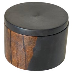 Midcentury Hand Carved Solid Ebony Wood Box, France, 1950s