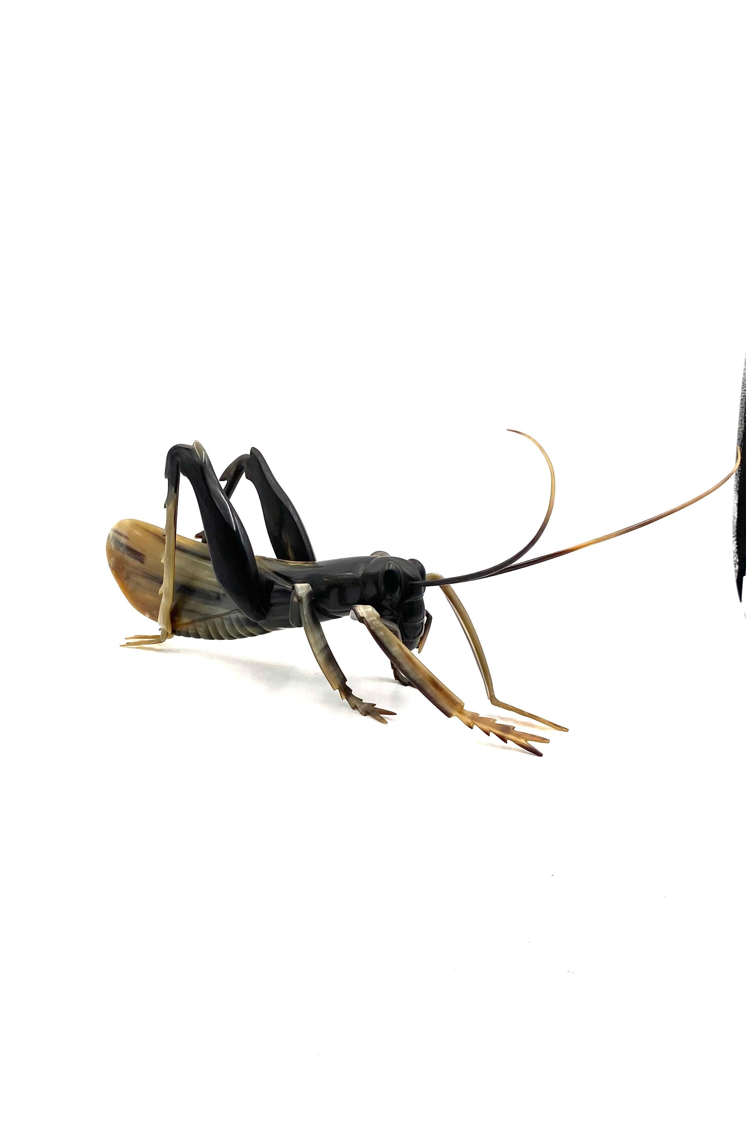 Saltamontes de cuerno artesanal de mediados de siglo, Francia, años 60 en venta 3