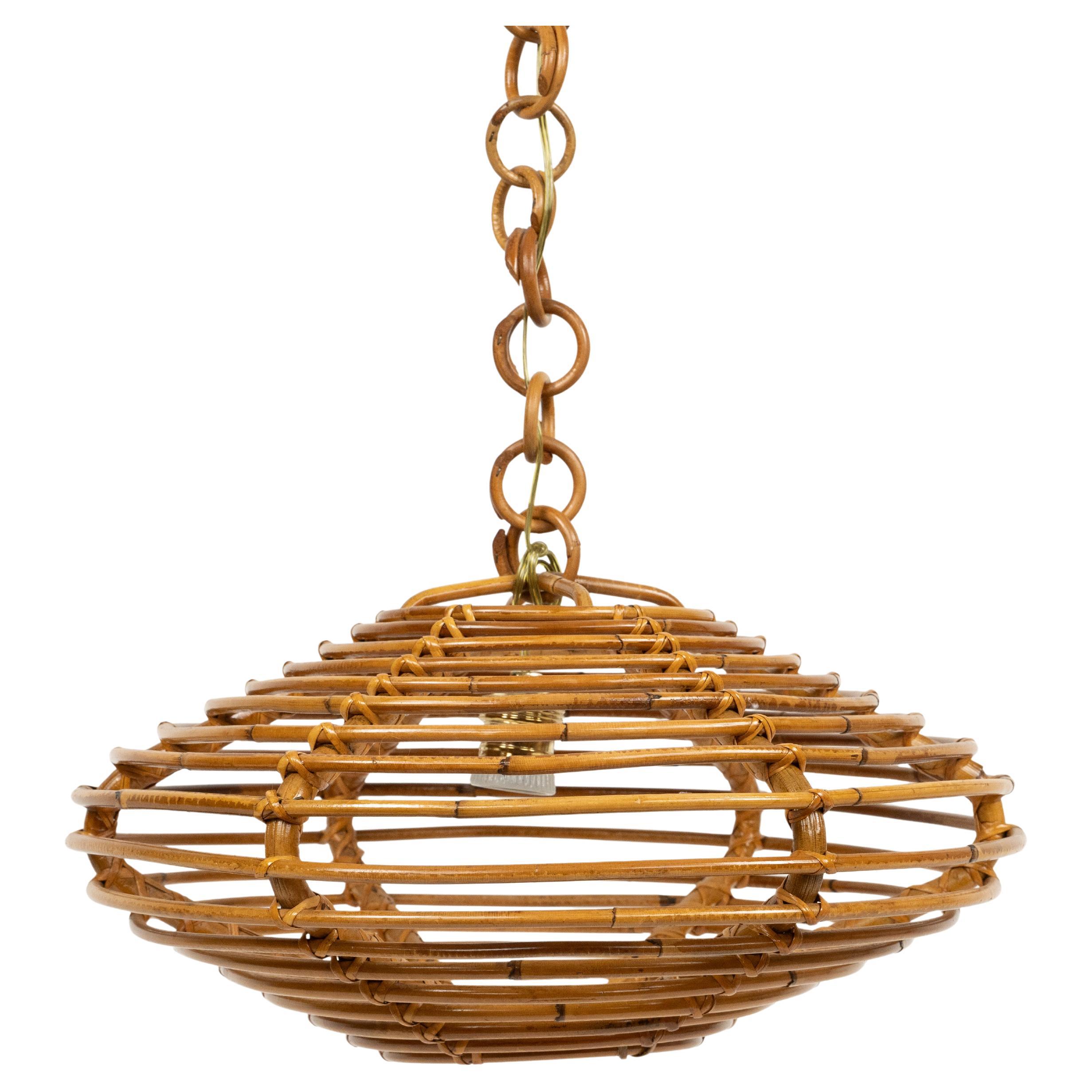 Handgefertigter Rattan-Kronleuchter im Louis Sognot-Stil aus der Mitte des Jahrhunderts, Italien 1960er Jahre im Angebot 10