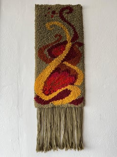 Midcentury Hand made wool Wall Tapestry  1970s