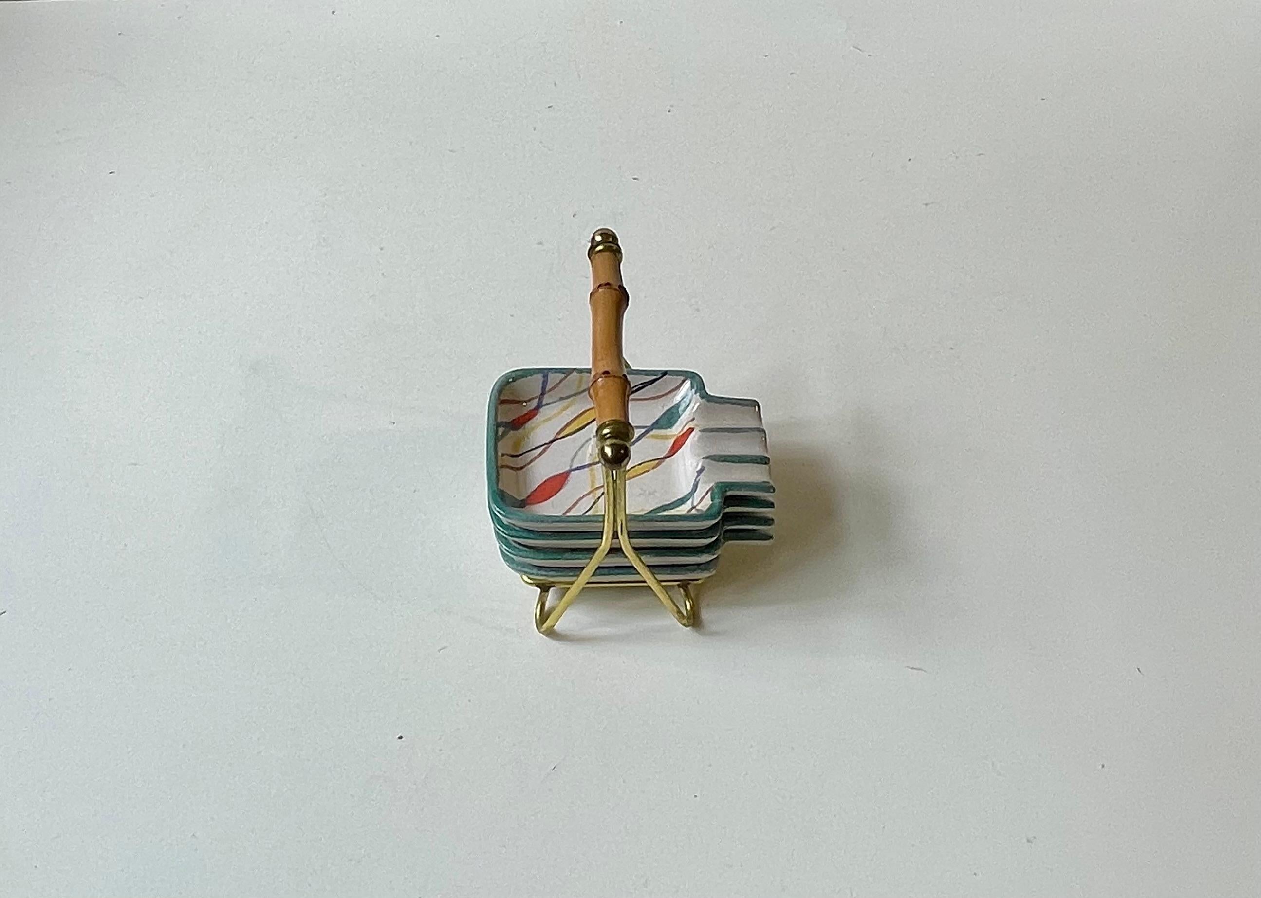 Mid-Century Modern Set de cendriers peints à la main du milieu du siècle, Uebelacker Keramik en vente