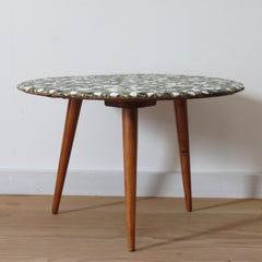 Midcentury Hand Produced Table with Green and White Mosaic Top