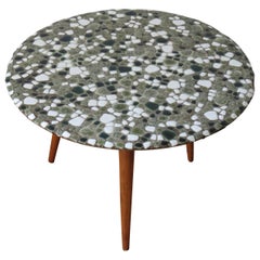 Midcentury Hand Produced Table with Green and White Mosaic Top Midcentury Hand Produced Table with Green and White Mosaic Top