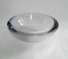 Midcentury Hand Blown Clear Crystal Bowl Made in Sweden