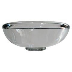 Midcentury Hand Blown Clear Crystal Bowl Made in Sweden