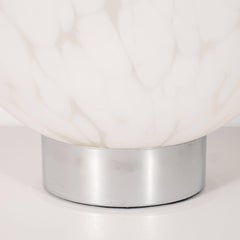 Midcentury Handblown Murano Cumulus White Glass Orbital Lamp with Chrome Base