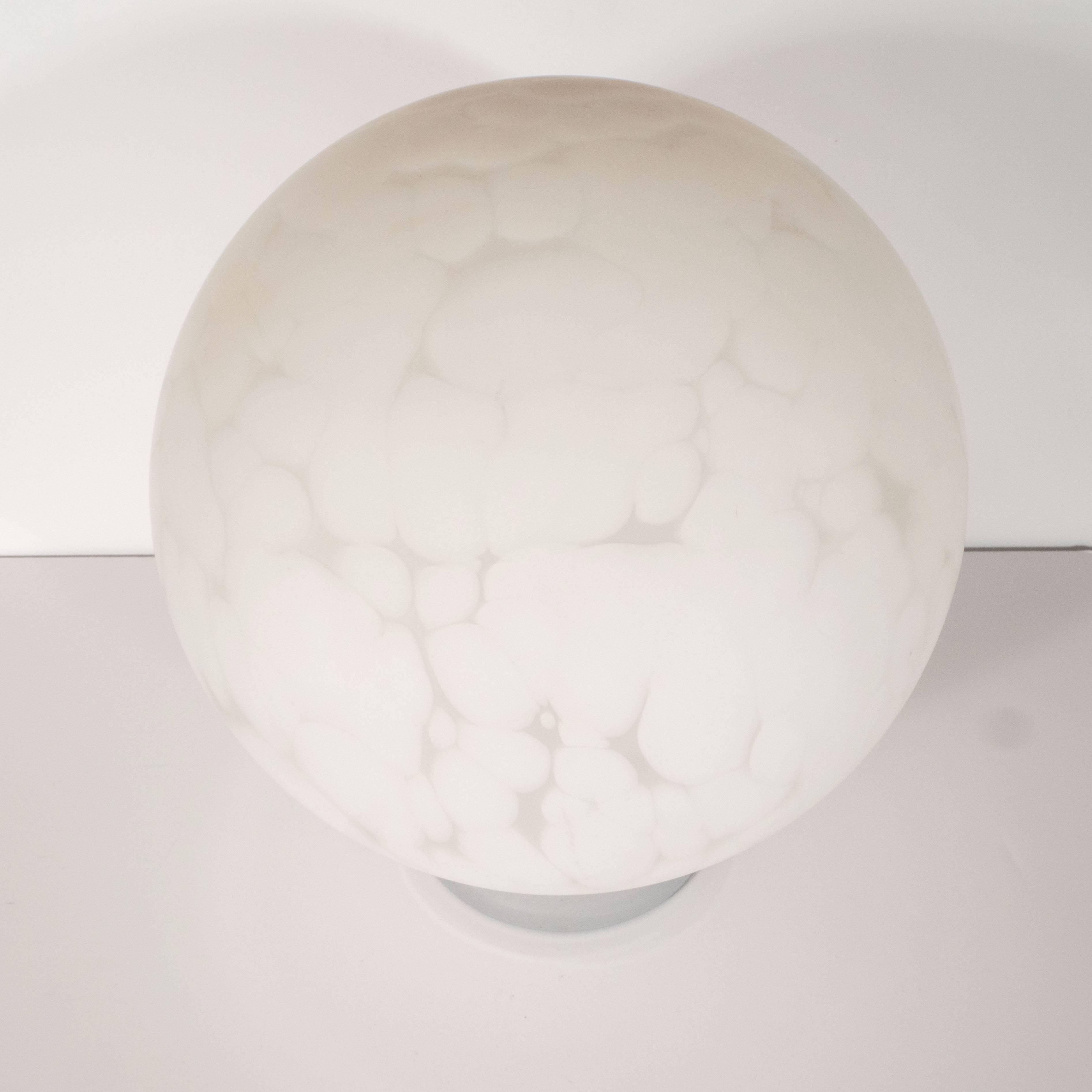 Midcentury Handblown Murano Cumulus White Glass Orbital Lamp with Chrome Base In Excellent Condition In New York, NY