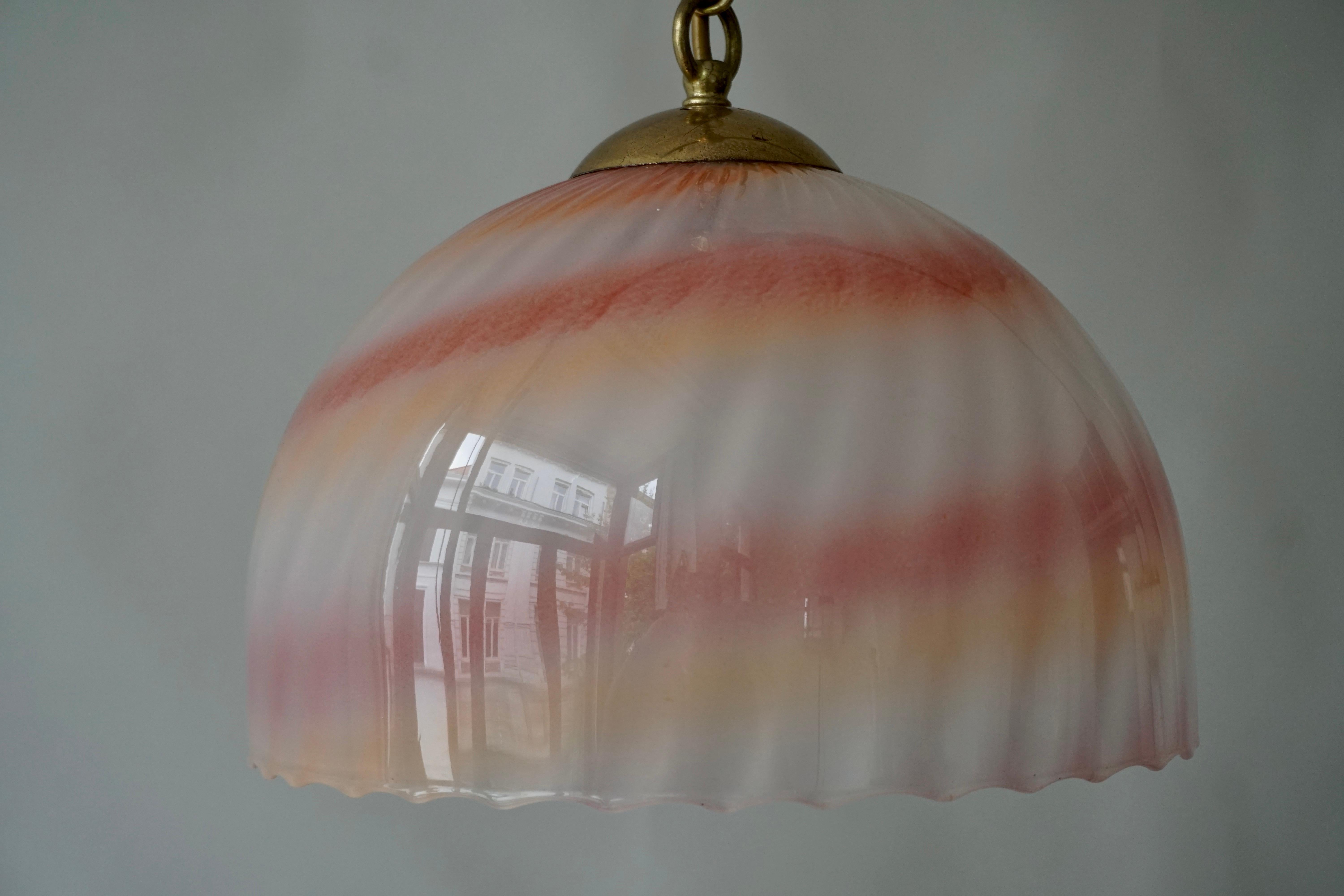 Italian Midcentury Handblown Murano Pink Glass Pendant Light Italy, 1970s For Sale