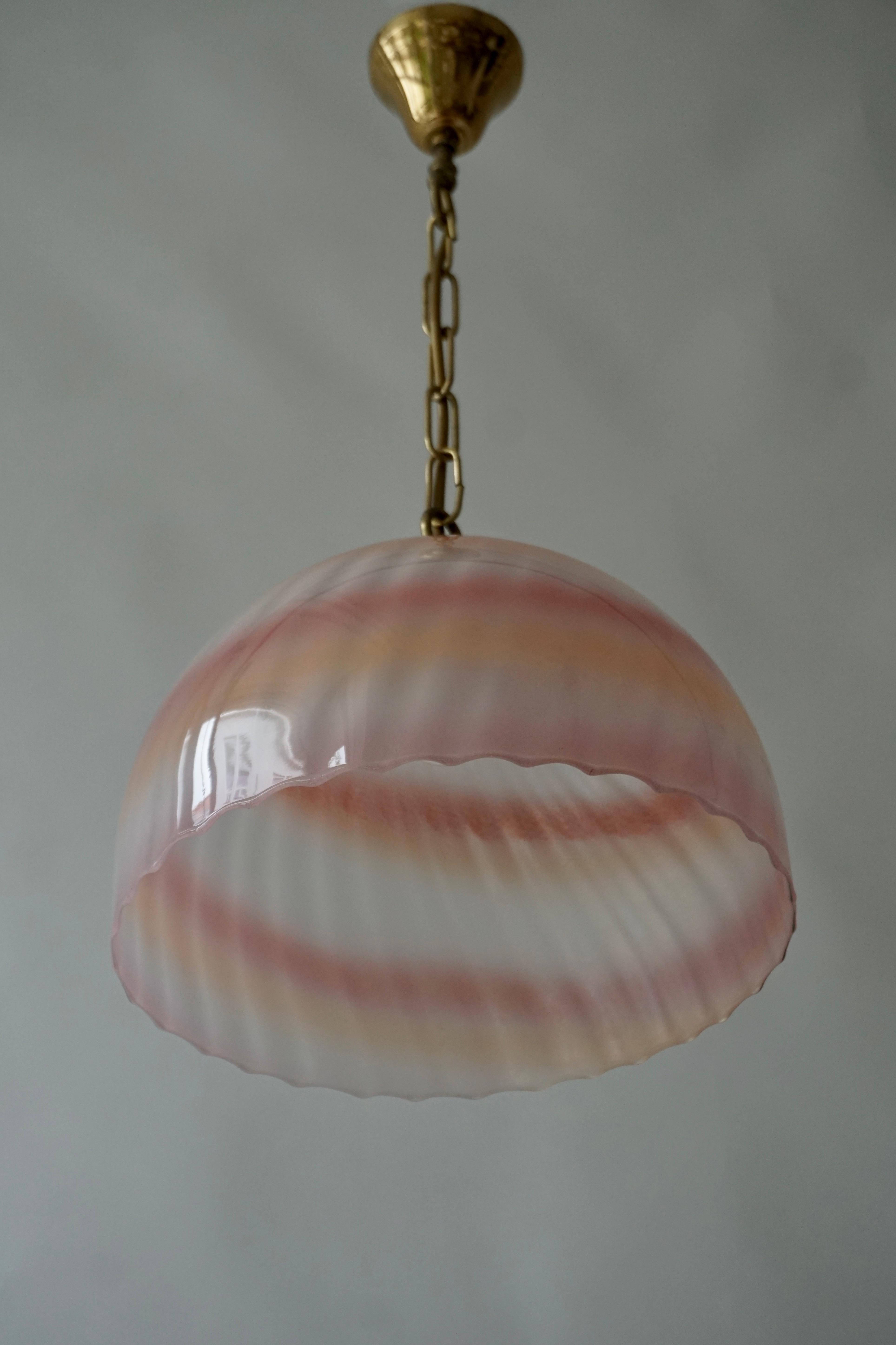 Midcentury Handblown Murano Pink Glass Pendant Light Italy, 1970s For Sale 2
