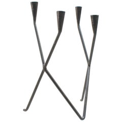Candelabro de hierro artesanal de mediados de siglo, Alemania, años 50