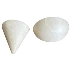 Midcentury Handcrafted Pair of Art Deco Style Alabaster Wall Lights or Sconces