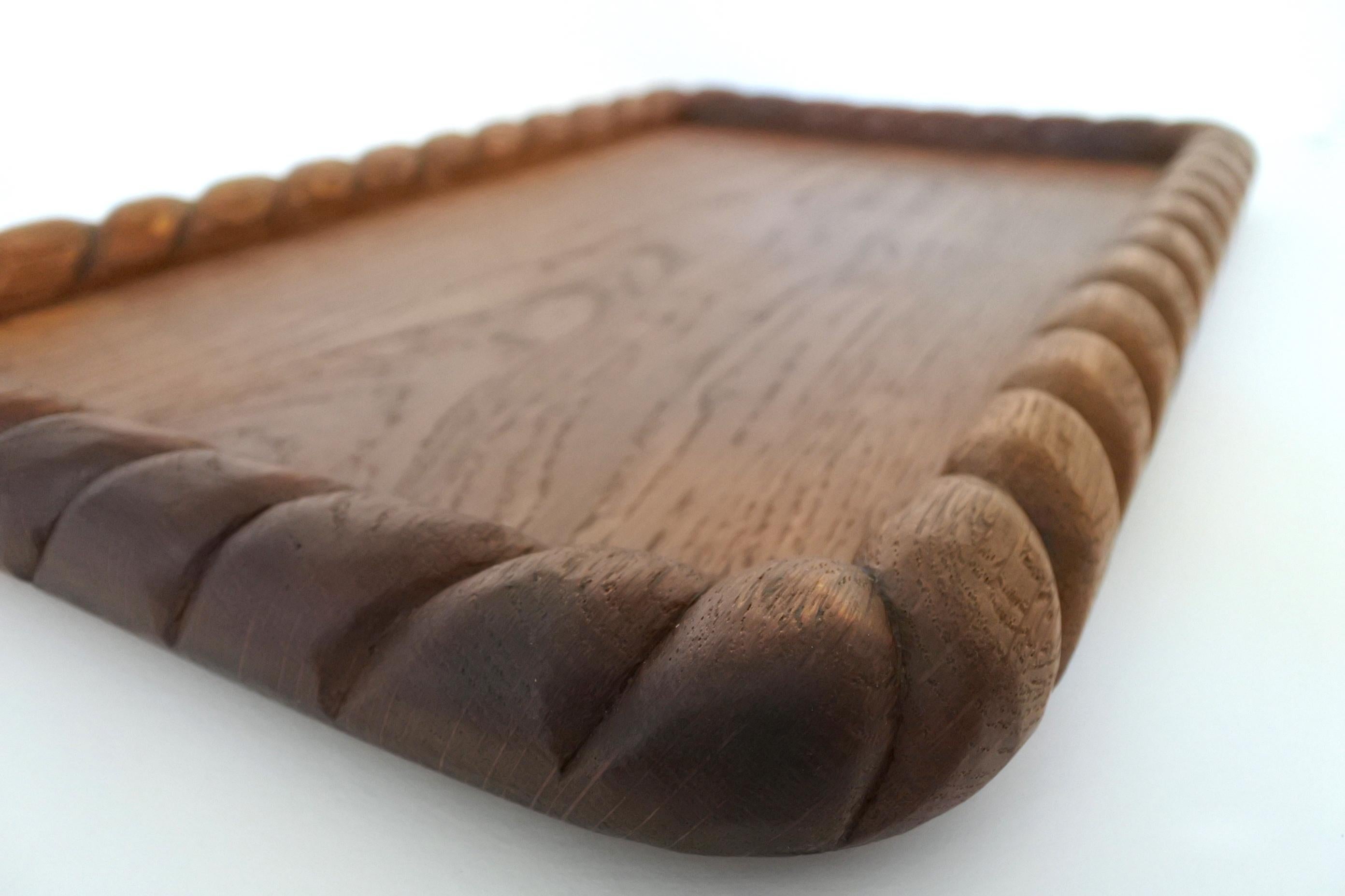 Mid-20th Century Midcentury Handcrafted Solid Oakwood Tray or Platter, France, 1950s