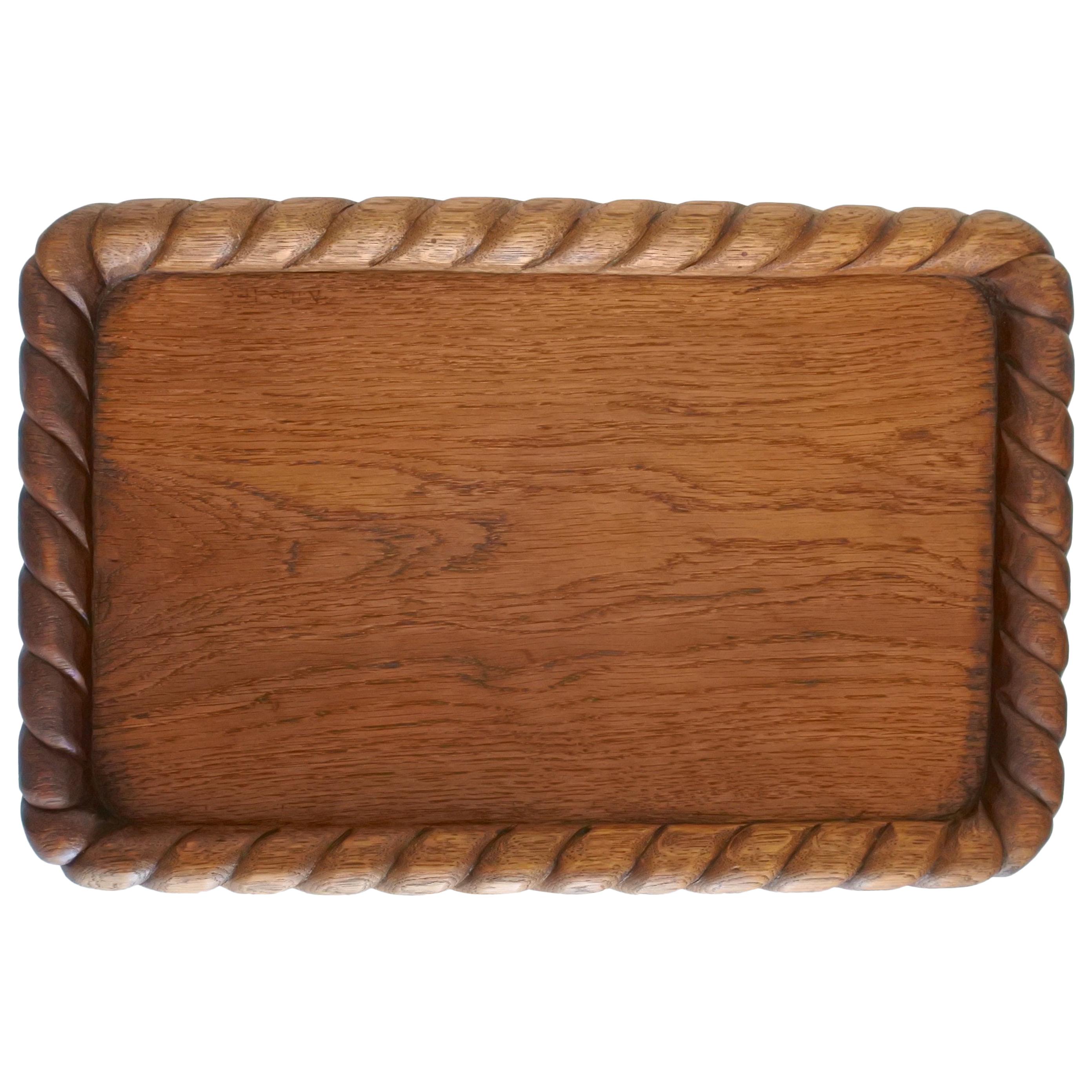 Midcentury Handcrafted Solid Oakwood Tray or Platter, France, 1950s