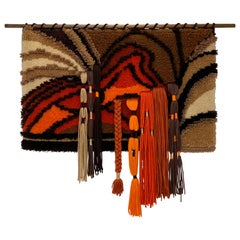 Appendiabiti da parete in arte tessile con lavorazione a mano del filato del Midcentury