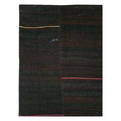 Zeitgenössischer handgefertigter persischer Flachgewebe-Akzent-Teppich in Dunkelbraun