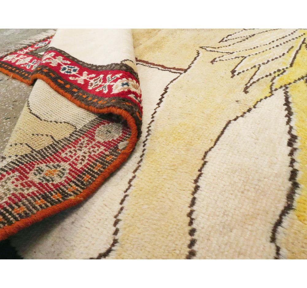 20th Century Midcentury Handmade Persian Folk Pictorial Lion Accent Rug