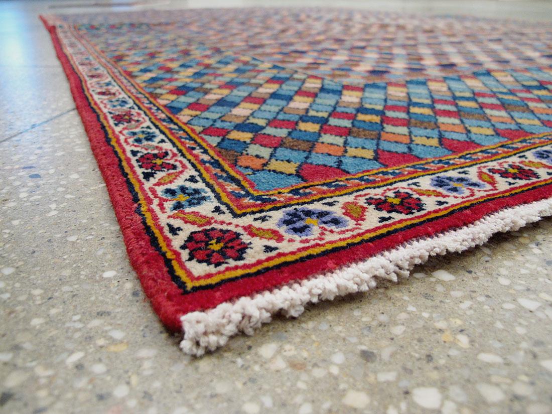 Midcentury Handmade Persian Kashan Art Deco Style Accent Rug For Sale 3