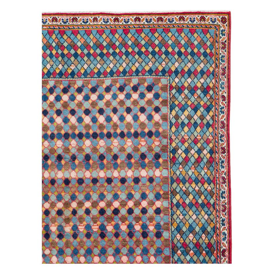 Tappeto d'epoca persiano Kashan in stile Art Deco modernista realizzato a mano a metà del XX secolo.

Misure: 4' 5