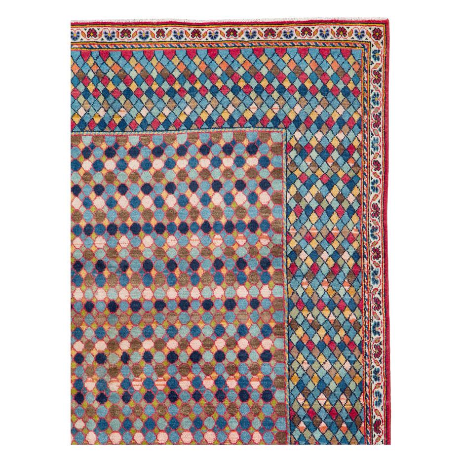 A vintage Persian Kashan Art Deco style modernist accent rug handmade during the mid-20th century.

Measures: 4' 5