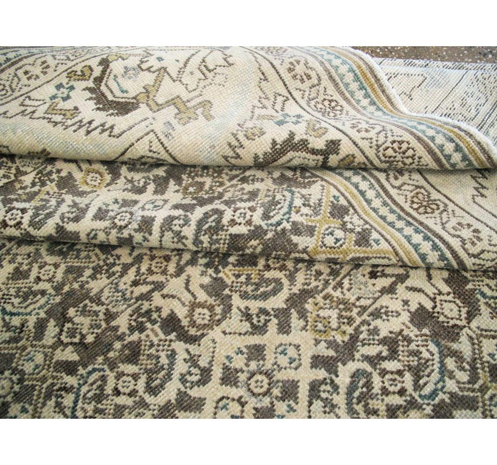Midcentury Handmade Persian Room Size Rug in Neutral Earth Tones For Sale 1