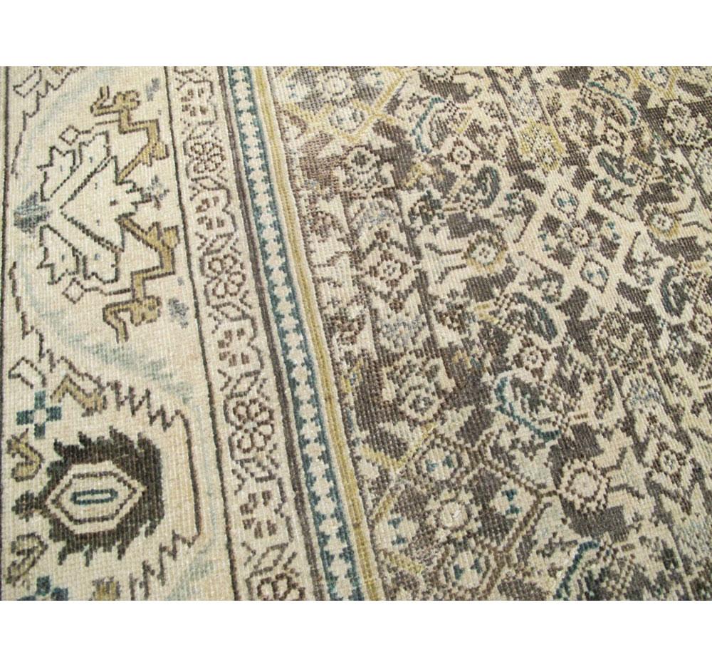 Hand-Knotted Midcentury Handmade Persian Room Size Rug in Neutral Earth Tones For Sale