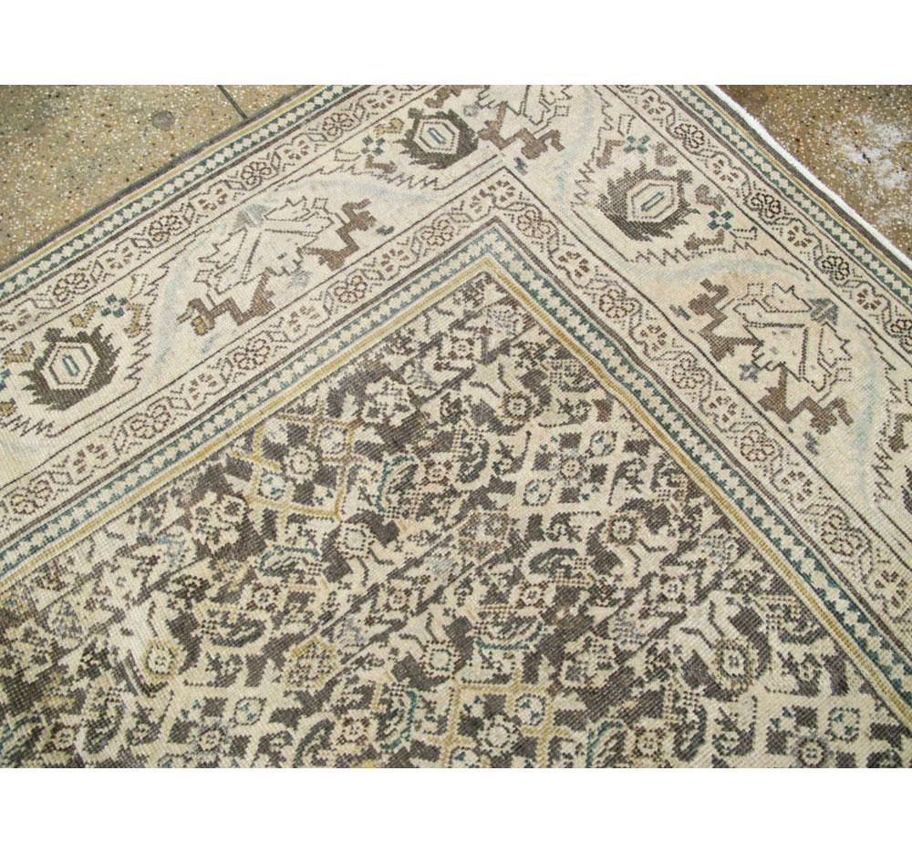 Midcentury Handmade Persian Room Size Rug in Neutral Earth Tones In Good Condition For Sale In New York, NY