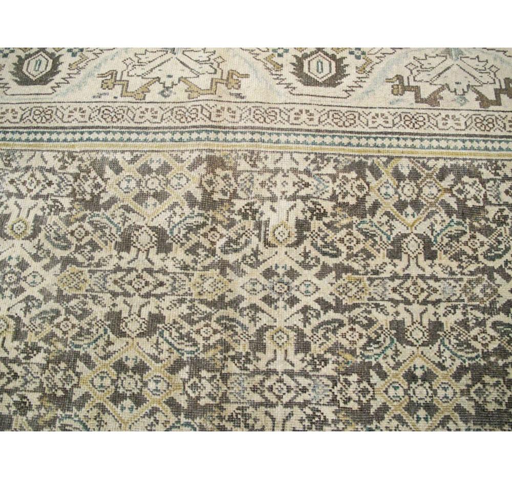 20th Century Midcentury Handmade Persian Room Size Rug in Neutral Earth Tones For Sale