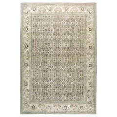 Vintage Midcentury Handmade Persian Room Size Rug in Neutral Earth Tones