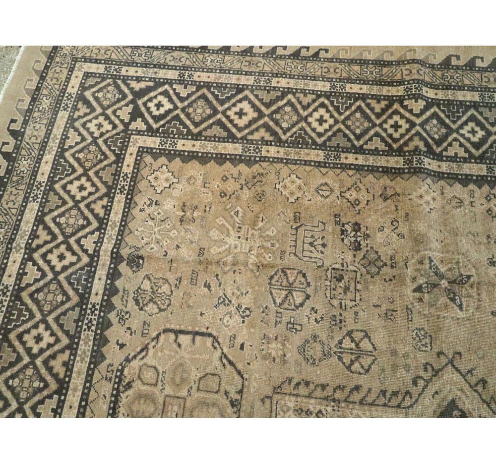 Midcentury Handmade Persian Room Size Rug Influenced by Tribal Caucasian Rugs For Sale 1