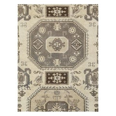 Midcentury Handmade Persian Tribal Room Size Rug in Neutral Colors