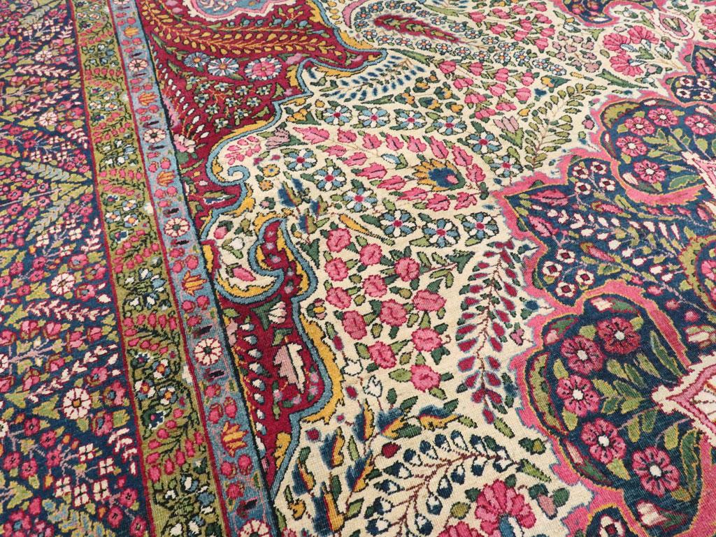 Midcentury Handmade Persian Yazd Large Carpet In Good Condition For Sale In New York, NY