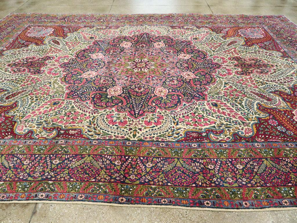 20th Century Midcentury Handmade Persian Yazd Large Carpet For Sale