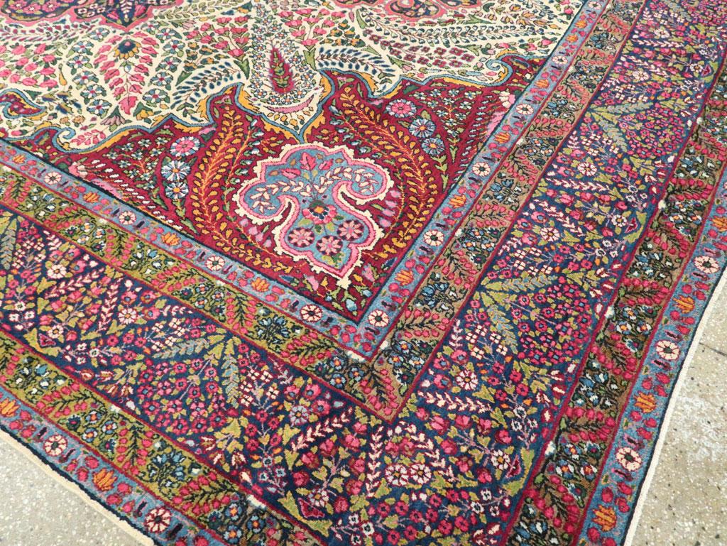 Midcentury Handmade Persian Yazd Large Carpet For Sale 1