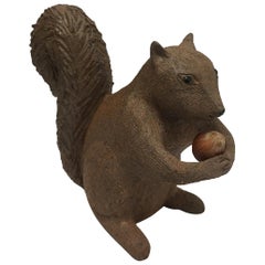Vintage Midcentury Handmade Terra Cotta Squirrel Figurine