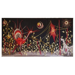 Midcentury Handwoven Signed Tapestry by Marc Petit for Aubusson
