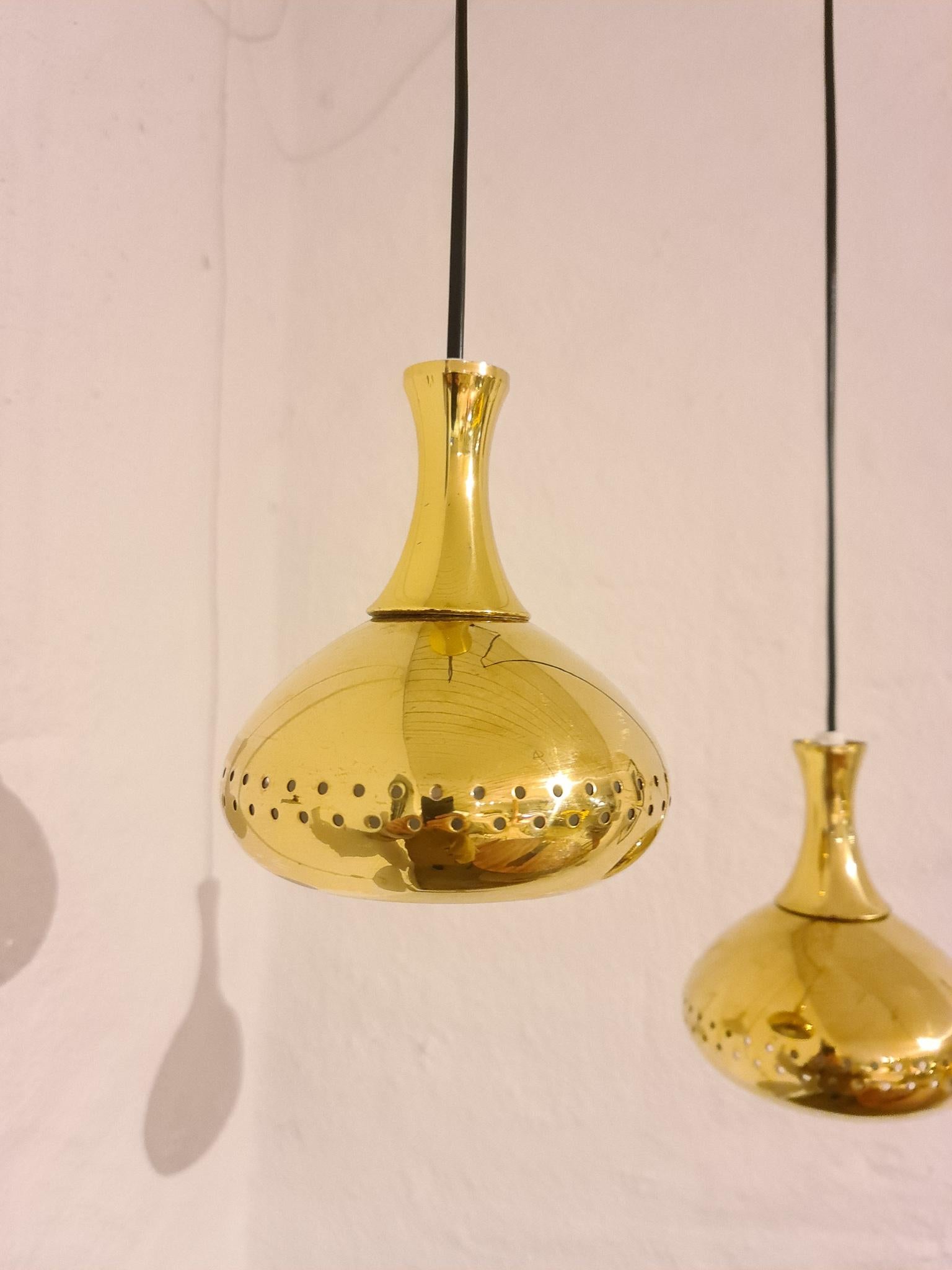 Midcentury Hans-Agne Jakobsson Pair of Brass Pendents In Good Condition In Hillringsberg, SE