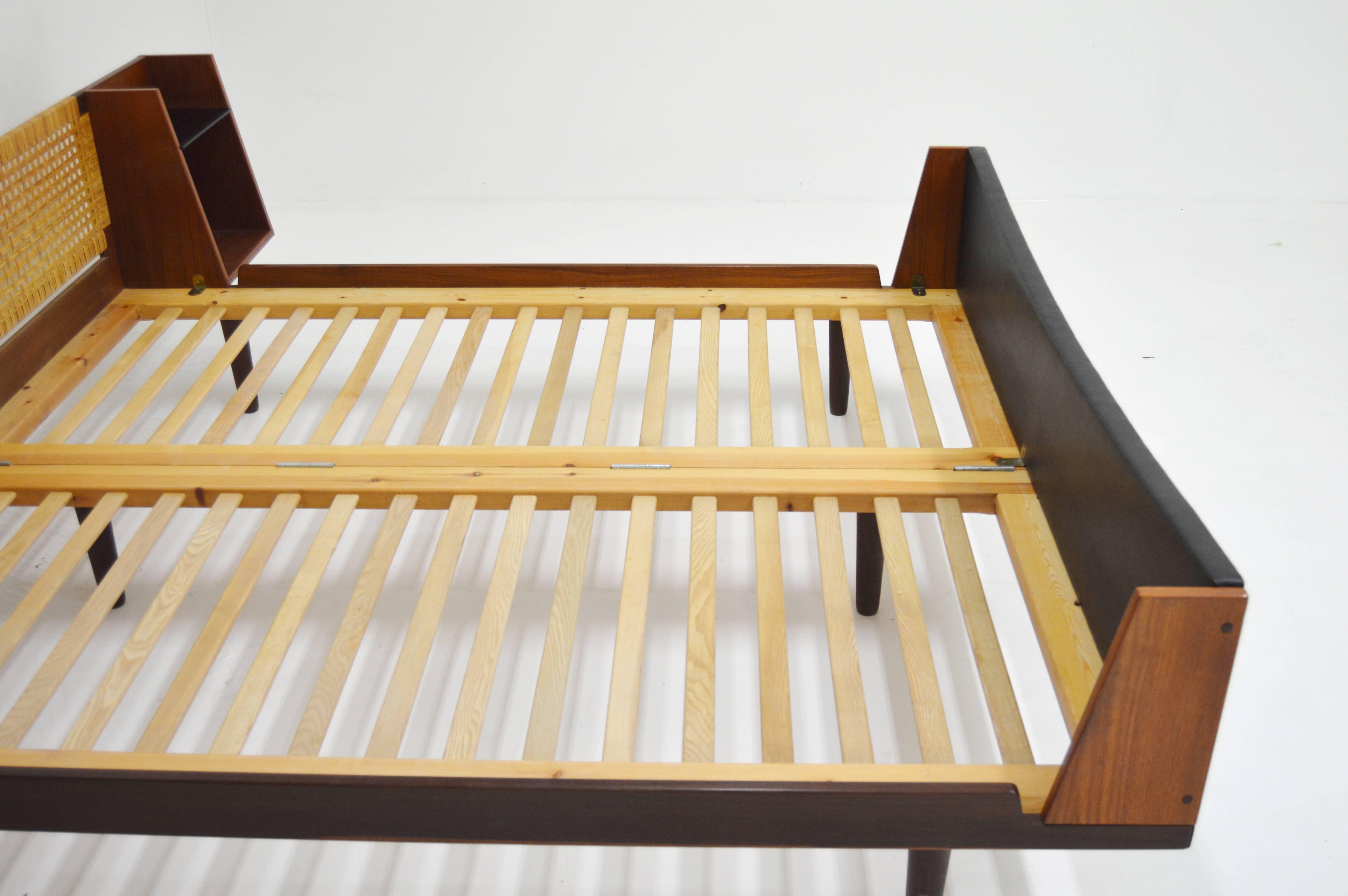 20th Century Midcentury Hans J Wegner Double Master Bed with Teak and Rattan For Sale
