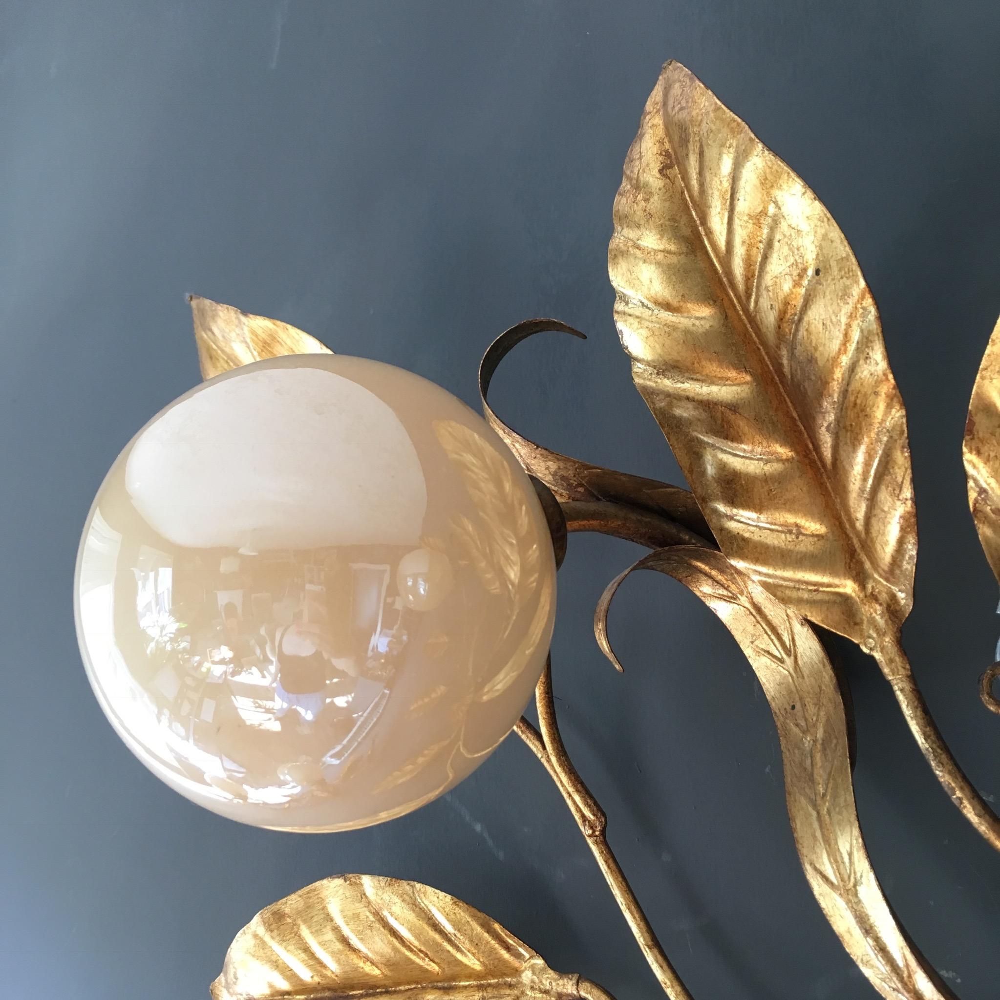 Midcentury Hans Kogl Style Leaf and Globe Wall Sconces 1