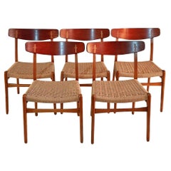 Midcentury Hans Wegner CH23 Chairs in Oak and Teak