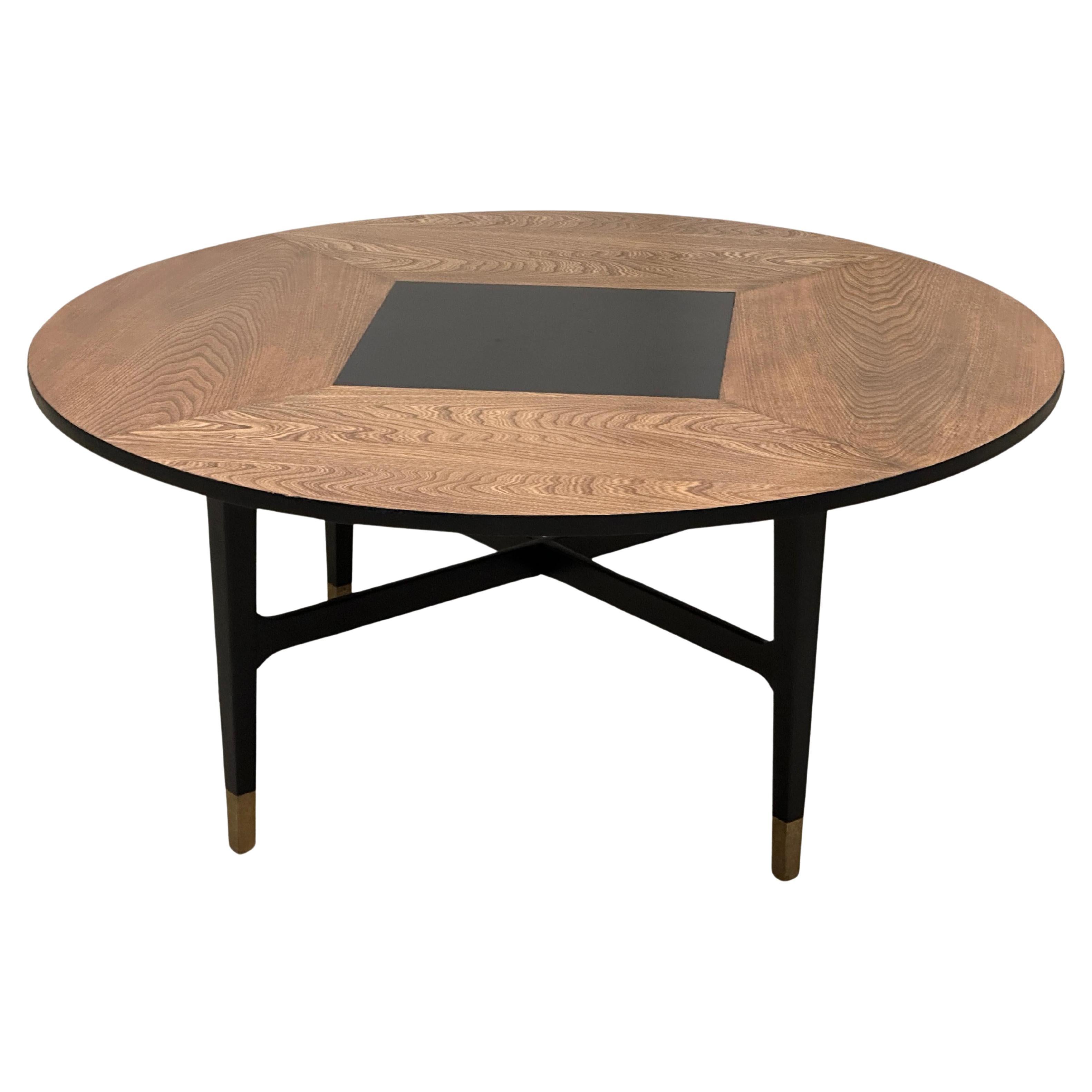 Midcentury Harvey Probber Round Black And oak Coffee Table  For Sale