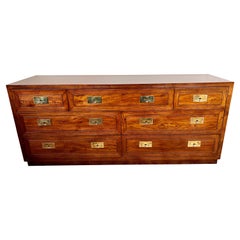 Vintage Midcentury Henredon Campaign Style 7 Drawer Dresser Chest