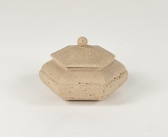 Midcentury Hexagonal Box in Travertine Fratelli Mannelli Style, Italy 1970s