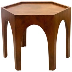 Midcentury Hexagonal Table Designed by Harvey Probber in Walnut