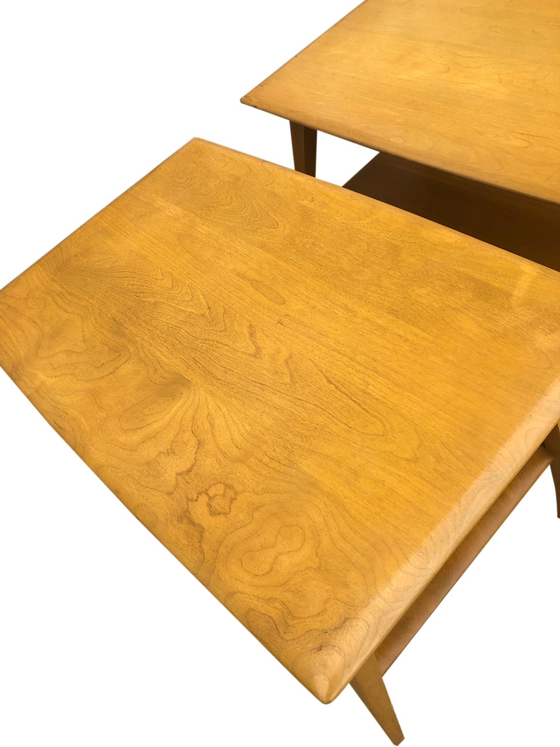 Mid-Century Modern Midcentury Heywood Wakefield #1502 Maple Nightstands End Side Tables