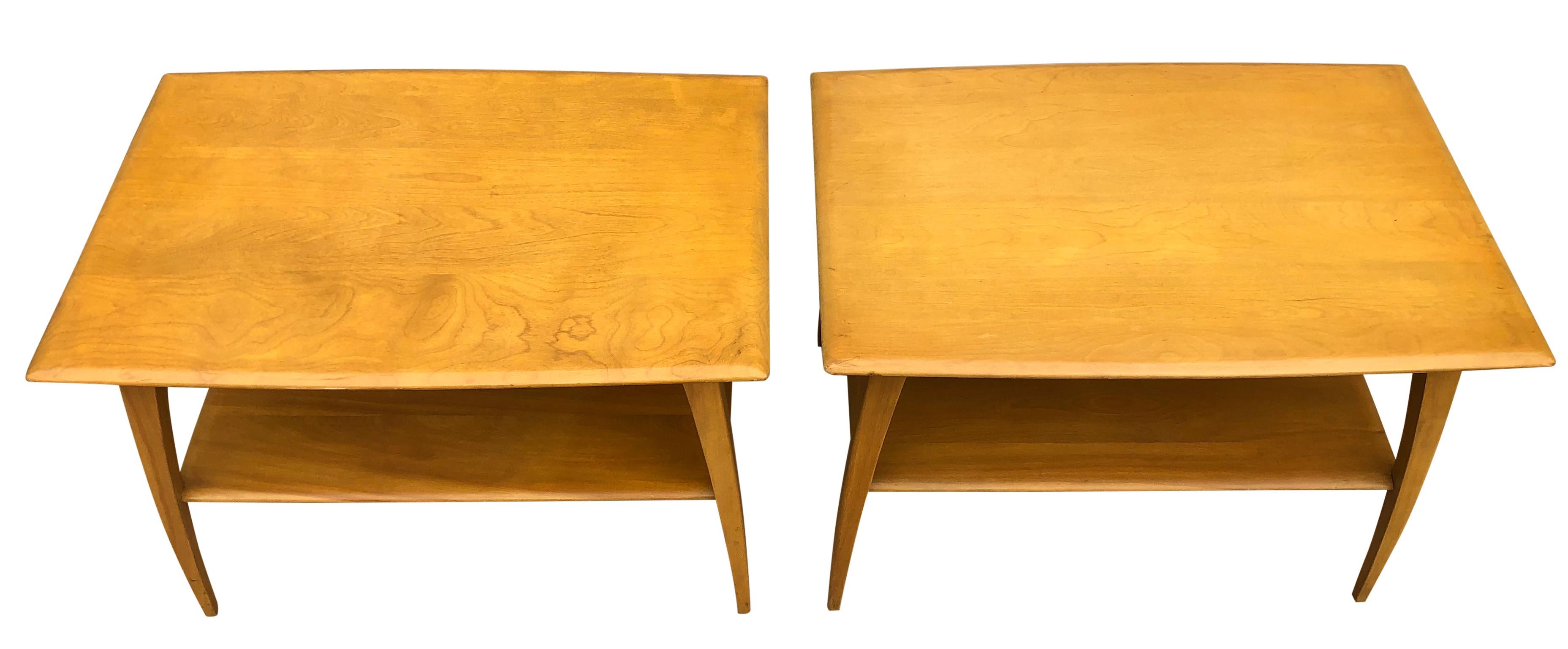 Midcentury Heywood Wakefield #1502 Maple Nightstands End Side Tables In Good Condition In BROOKLYN, NY