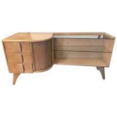 Midcentury Heywood Wakefield Sculptura Champagne Entertainment Center Console