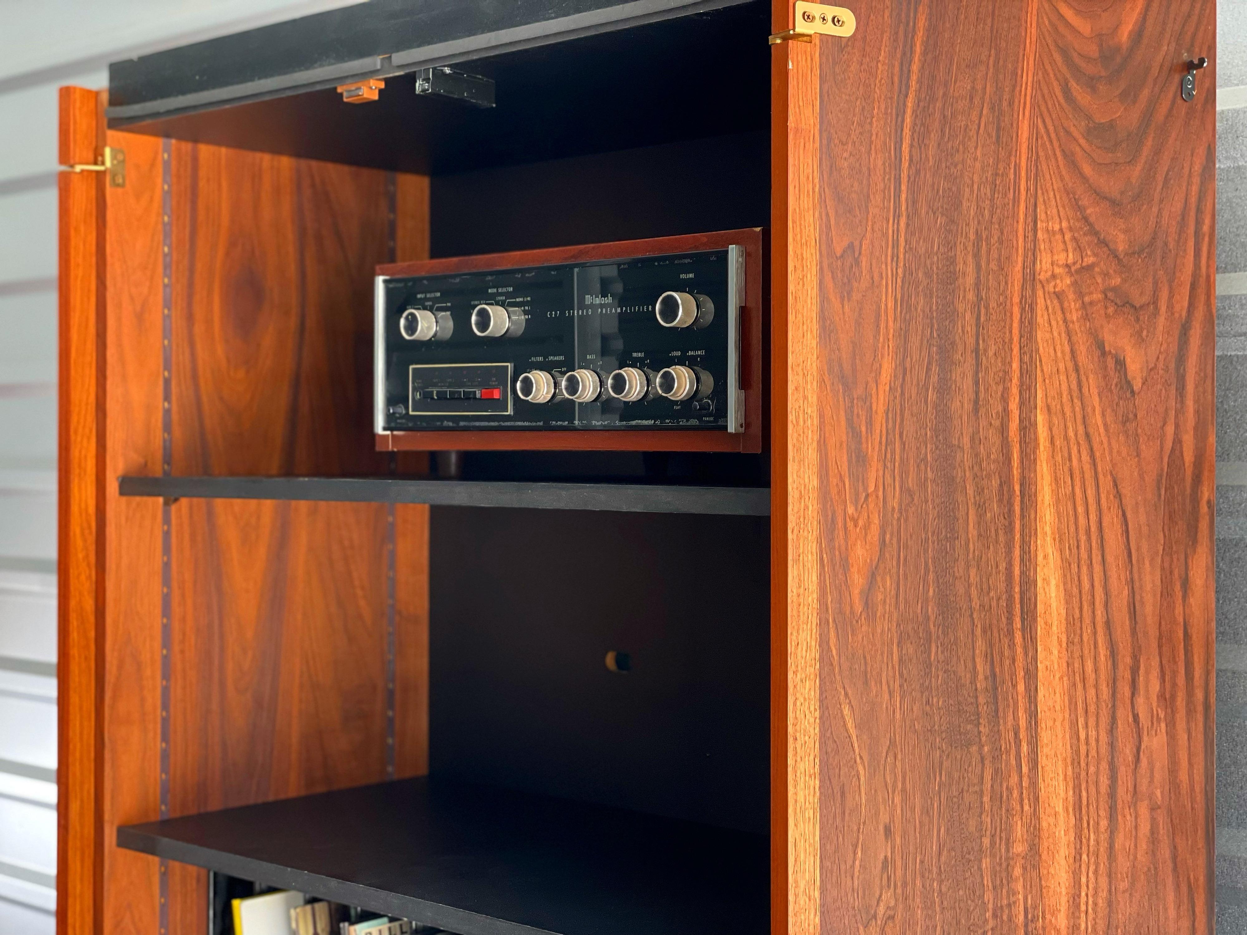 Mid-Century Modern Midcentury HiFi Stereo Record Cabinet Stack by Barzilay in Black Walnut, 1970