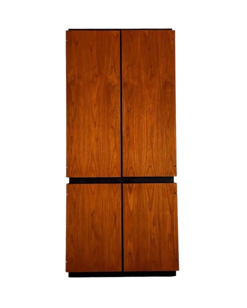 Late 20th Century Midcentury HiFi Stereo Record Cabinet Stack by Barzilay in Black Walnut, 1970
