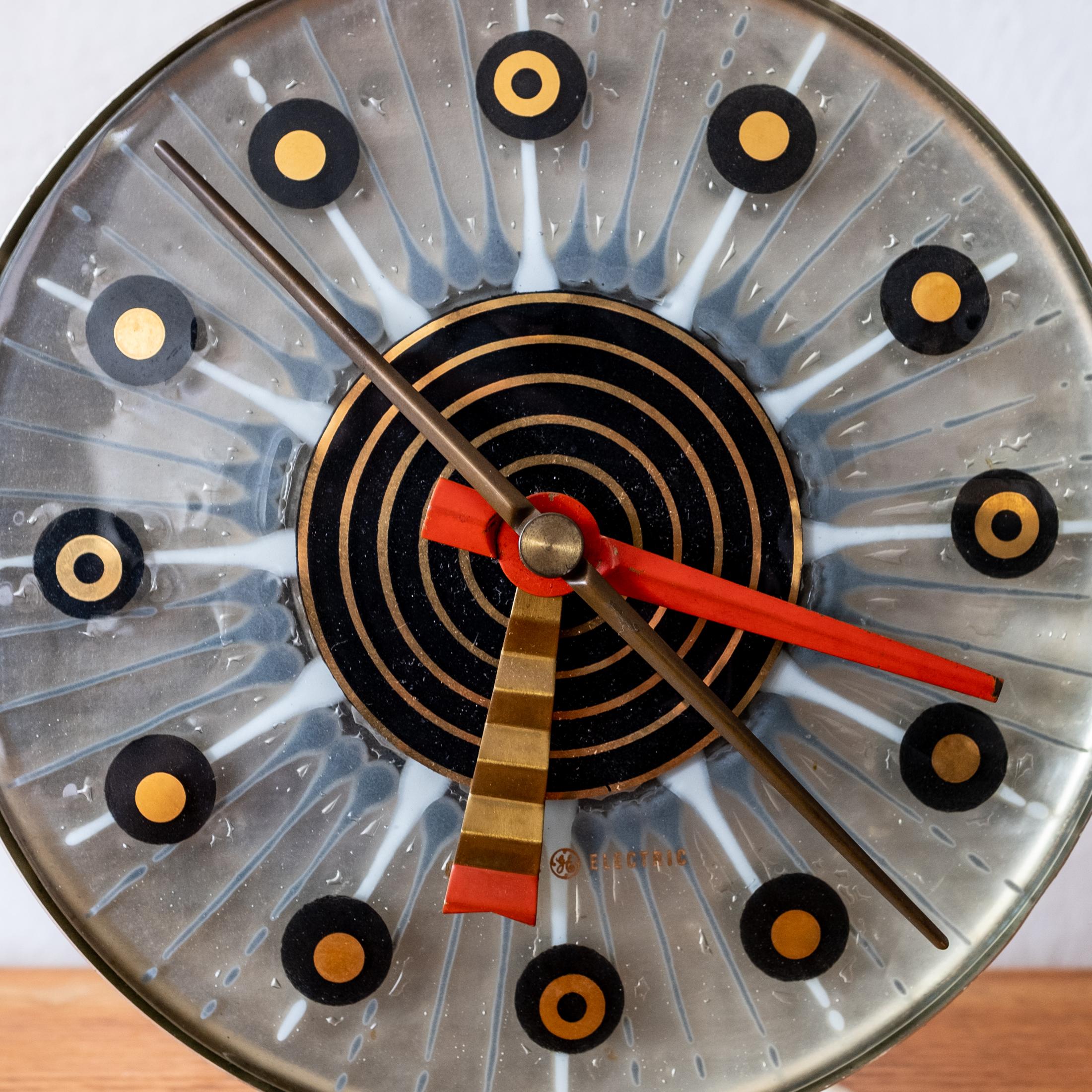 Mid-Century Modern Midcentury Higgins Glass Clock for General Electric
