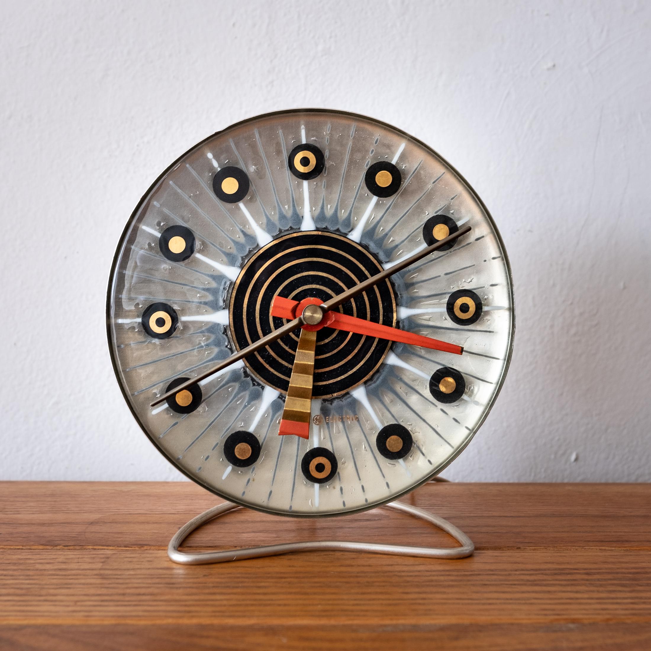 American Midcentury Higgins Glass Clock for General Electric